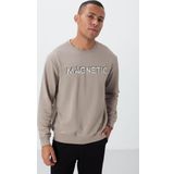 Camel Yazı Nakışlı O Yaka Rahat Form İçi Polarlı Erkek Sweatshirt - 88020