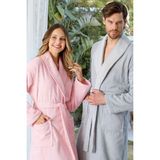 Camellıa Aile Havlu & Bornoz Seti %100 Pamuklu Açık Pembe - Gri - Standart