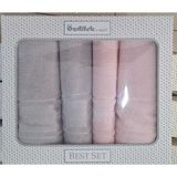 Camellıa Best Set Gri Pembe Hamam Seti 2 Havlu+2 Plaj Havlusu - 70 x 150 cm - Gri - Pembe