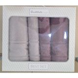 Camellıa Best Set Mürdüm Gri Hamam Seti 2 Havlu+2 Plaj Havlusu - 70 x 150 cm - Mürdüm - Gri