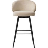 Camerota Bar Taburesi, Sabino Beji & Siyah Ahşap, Modern Zarafet, %100 Polyester Kumaş