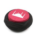 Cami Sarığı, Siyah Kumaş ve Bordo Takke, Çapraz Sarım, Cami Nakışlı, 7 Metre (58 Cm)