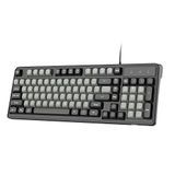 Camiysn Oyun Klavyesi, 98 Tuşlu Kablolu Sessiz Oyun Klavyesi, Retro Tuşlu 7 Renkli Arkadan Aydınlatmalı, Multimedya Tuşları, PC/Dizüstü Bilgisayar için Hayalet Önleyici Klavye, Siyah ve Gri
