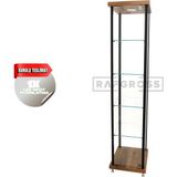 Camlı Vitrin Dolabı 30X30X175 cm – Spot Aydınlatmalı Kilitli Cam Gümüşlük ve Koleksiyon Sergileme Dolabı