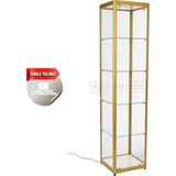 Camlı Vitrin Dolabı 30X30X180 cm – Spot Aydınlatmalı Kilitli Cam Gümüşlük ve Koleksiyon Sergileme Dolabı - Gold
