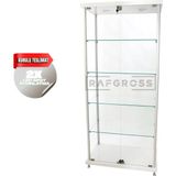 Camlı Vitrin Dolabı 30X70X175 cm – Spot Aydınlatmalı Kilitli Cam Gümüşlük ve Koleksiyon Sergileme Dolabı - Beyaz