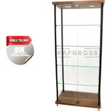 Camlı Vitrin Dolabı 30X70X175 cm – Spot Aydınlatmalı Kilitli Cam Gümüşlük ve Koleksiyon Sergileme Dolabı