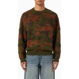 Camo Sweater In Chenille Knit, Kamuflaj Desenli Şönil Örgü Kazak, Rahat Kesim - Siyah - XL