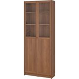 Cam/panel Kapaklı Kitaplık, Kahverengi Ceviz Görünüm, 80X30X202 cm