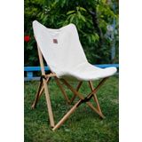CampCrafted Ahşap Katlanır Kamp & Bahçe Sandalyesi - %100 Doğal Kumaş (Ham bez)