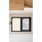 CAMPERSAN KARAVAN PERDESİ VE SİNEKLİĞİ İKİSİ BİR ARADA ÇİFTLİ PLİSE CAM PERDESİ 55X75 ANTRASİT