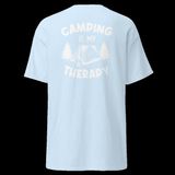 Camping Is My Therapy Kamp Çadır Doğa Baskılı Unisex Bisiklet Yaka Tişört - Bebek Mavisi