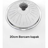 Campout 20CM Tencere Tava Borcam Kapak Küçük Sahan Tava Tencere Uyumlu Isıya Dayanıklı Cam Kapak