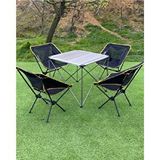 Campout Büyük Masa + 4 Pratik Sandalye Set Siyah
