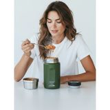 Campout Kaşıklı Yemek Termosu Okul Iş Seyahat Kamp Çelik Mama Yemek Termos Kılıflı Askılıklı 316 Çelik 600ML - 600 ml - Haki