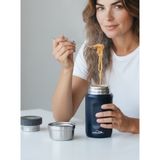 Campout Kaşıklı Yemek Termosu Okul Iş Seyahat Kamp Çelik Mama Yemek Termos Kılıflı Askılıklı 316 Çelik 600ML - 600 ml - Siyah
