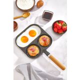 campreyon Çok Amaçlı 3 Bölmeli Döküm Granit Tava Üç Bölmeli Tava 3 Gözlü Yumurta Omlet Krep Pankek Tavası