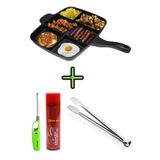 campreyon Döküm Tava 5 Gözlü Granit Tava Beş Gözlü Tava Yapışmaz Tava 5 Bölmeli + Çakmak+ Çakmak Gazı + Maşa