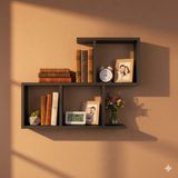 Çamsan Rafixa Antrasit MDF Basamaklı Duvar Rafı - Modern Kitaplık ve Dekoratif Obje Düzenleyici Ünite - Standart