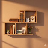 Çamsan Rafixa Atlas Çam Mdf Basamaklı Duvar Rafı - Modern Kitaplık ve Dekoratif Obje Düzenleyici Ünite - Antik Ceviz - Standart