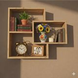 Çamsan Rafixa Atlas Çam Mdf Ikili Geçmeli Duvar Rafı - Modern Kitaplık ve Dekoratif Obje Sergileme Alanı - Antik Ceviz - Standart