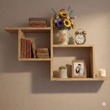 Çamsan Rafixa Atlas Çam Mdf Kademeli Geçmeli Duvar Rafı - Modern Kitaplık ve Estetik Obje Sergileme Paneli - Antik Ceviz - Standart