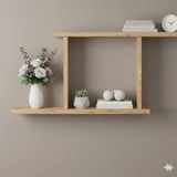 Çamsan Rafixa Atlas Çam MDF Yatay Çerçeve Duvar Rafı - Modern Kitaplık ve Estetik Obje Sergileme Ünitesi - Antik Ceviz - Standart