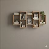 Çamsan Rafixa Atlas Çam Mdf Yatay Geçmeli Duvar Rafı - Modern Kitaplık ve Dekoratif Obje Düzenleyici - Antik Ceviz - Standart