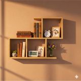 Çamsan Rafixa Bal Meşe MDF Basamaklı Duvar Rafı - Modern Kitaplık ve Dekoratif Obje Düzenleyici Ünite - Standart