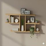 Çamsan Rafixa Bal Meşe MDF Kademeli Ofset Duvar Rafı - Estetik Kitaplık ve Modern Obje Sergileme Alanı - Standart