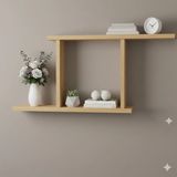 Çamsan Rafixa Bal Meşe MDF Yatay Çerçeve Duvar Rafı - Modern Kitaplık ve Estetik Obje Sergileme Ünitesi - Standart
