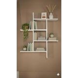 Çamsan Rafixa Beyaz MDF Asimetrik Duvar Rafı - Modern Kitaplık ve Dekoratif Obje Sergileme Standı - Standart