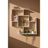 Çamsan Rafixa Beyaz MDF S-Labirent Duvar Rafı - Dekoratif Obje ve Kitap Standı - Modern Kitaplık - Standart