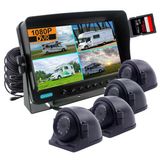 Camslead 7 İnç Dijital Monitör 1080P Hd Arka Görüş Kamerası Sistemi, Hd Dvr Kaydedici, 4 Kanal Girişi, Dörtlü Bölünmüş Ekran, Rv Karavan İçin 4X 1080P Ağır Hizmet Su Geçirmez Yedek Yan Görüş Kamerası