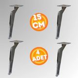 Can Aksesuar 15 cm Metal Tabanca Ayak Koltuk Ayağı Mobilya Ayağı Ünite Ayağı Konsol Ayağı Puf Berjer Ayağı ( 4 Adet ) - Krom