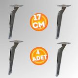 Can Aksesuar 17 cm Metal Tabanca Ayak Koltuk Ayağı Mobilya Ayağı Ünite Ayağı Konsol Ayağı Puf Berjer Ayağı ( 4 Adet ) - Krom
