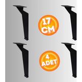 Can Aksesuar 17 cm Metal Tabanca Ayak Koltuk Ayağı Mobilya Ayağı Ünite Ayağı Konsol Ayağı Puf Berjer Ayağı ( 4 Adet ) - Siyah