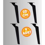 Can Aksesuar 20 cm Metal Tabanca Ayak Koltuk Ayağı Mobilya Ayağı Ünite Ayağı Konsol Ayağı Puf Berjer Ayağı ( 4 Adet ) - Siyah