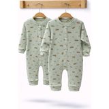 Can Baby Organik Pamuk 2'li Bebek Tulum Seti 0-3 / 3-6 Ay - Açık Mint Yeşili - Standart