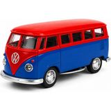 Can-Em Oyuncak Klasik Minibüs Model Araba 1:32 Ölçek Die-Cast Metal Açılabilir Kapılar (10 Cm) - Kırmızı - Mavi