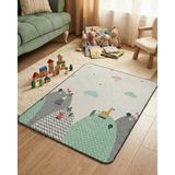 Can Mats 100×140 Bulutlar Dağlar Oyun Matı – Silinebilir, Kaymaz, 0.7 cm Kalınlık, Soğuğu Keser, Su Geçirmez | Bebek Oyun Halısı, Hijyenik - Beyaz - Gri - 100 x 140 cm