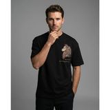 Can Moda Canmoda Unisex Siyah Oversize Kurt Figürlü Kabartma Baskılı Tişört