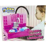 Can Oyuncak Dolaplı Pilli Su Akıtan Mutfak Lavabosu 0218