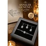 CAN SİLVER 925 Ayar Gümüş 3 Lü Baget Set- Baget Kolye Set (Özel Kutulu)-Anneler Günü Hediyesi