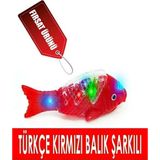 Can Toys Türkçe Kırmızı Balık Şarkılı Müzikli Işıklı Sesli Yürüyen Balık 23 Cm Pilli Oyuncak Balık