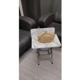 Can Vista Home Katlanabilir Beyaz Mermer desenli 2'li Zigon Sehpa