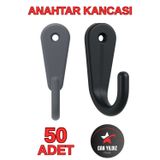 CAN YILDIZ PLASTİK 50 Adet Siyah Plastik Anahtar Kancası Anahtarlık Kanca
