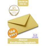 CAN ZARF 100 Adet Akasya Sarı Zarf Pantone Yılın Renkleri 140 gr. 13x18 Cm Kendinden Yapışkanlı Zarf Hediye Doğum Günü Dilekleri Düğün Para Davetiye Mektup Kartpostal Zarfı