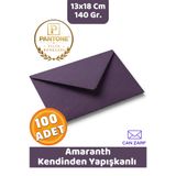 CAN ZARF 100 Adet Amaranth Rengi Pantone Yılın Renkleri 140 gr. 13x18 Cm Kendinden Yapışkanlı Zarf Hediye Doğum Günü Dilekleri Düğün Para Davetiye Mektup Kartpostal Zarfı