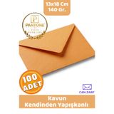 CAN ZARF 100 Adet Kavun Turuncu Zarf Pantone Yılın Renkleri 140 gr. 13x18 Cm Kendinden Yapışkanlı Zarf Hediye Doğum Günü Dilekleri Düğün Para Davetiye Mektup Kartpostal Zarfı